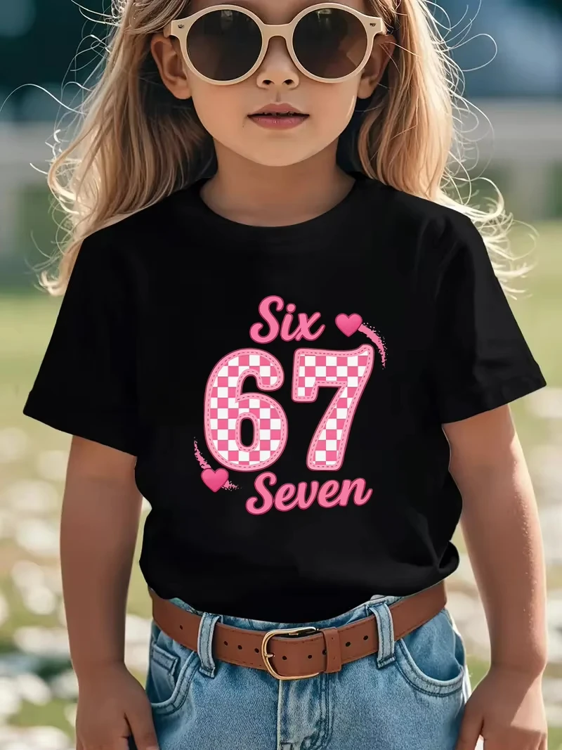 

Новая летняя модная футболка с короткими рукавами для девочек/взрослых ко Дню святого Валентина, 6 7, повседневный универсальный топ с принтом в виде мультяшного рисунка Love