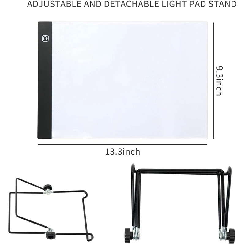 60-delige Diamond Painting A4 LED-lichtkussenset - Diamond Art Light Board, met afneembare beugel en roller