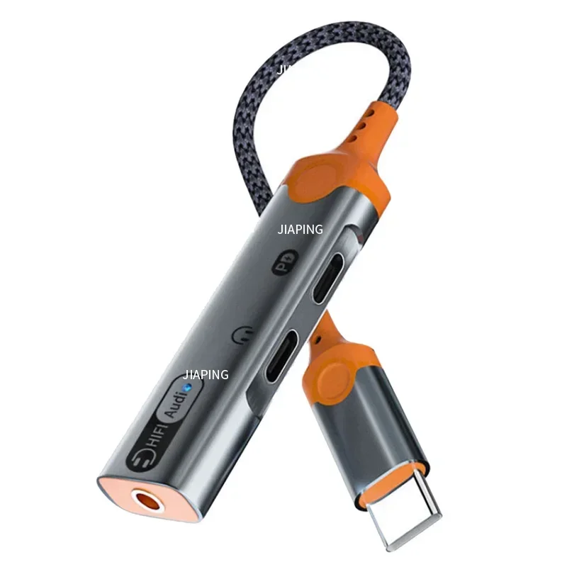 Suitable for Adaptador conector para auriculares 3 en 1 PD60W Divisor carga rápida Tipo C a 3,5 mm DAC Audio Convertidor
