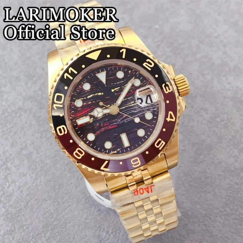 

LARIMOKER 41 мм сапфировое стекло из нержавеющей стали золотой корпус для часов мужские NH35 автоматический механизм механические 100 м водонепроницаемые часы