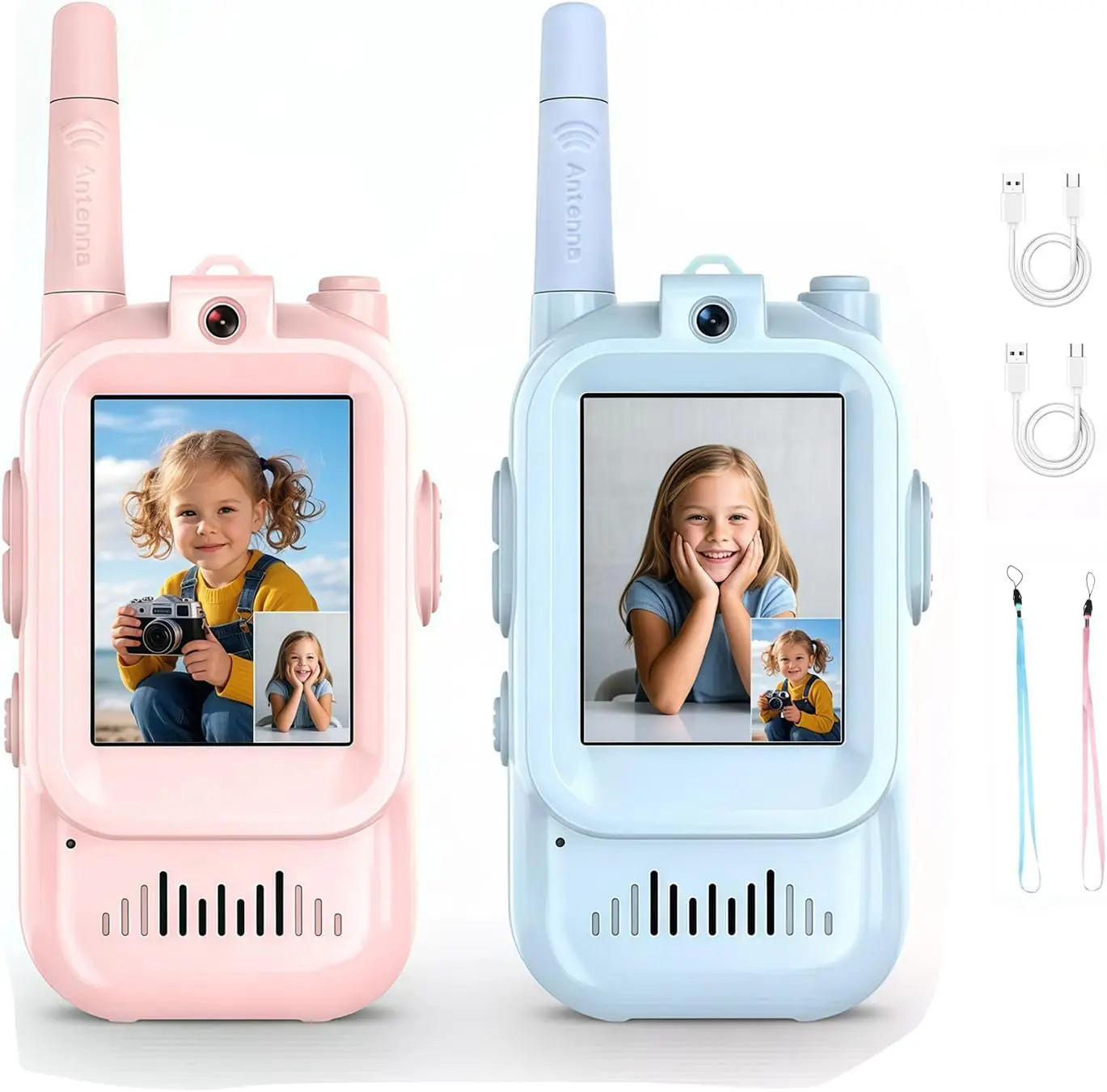 

Video Walkie Talkies for Kids 2 Pack 2.0” IPS Screen Display USB C Rechargeable Walkie Talkies For Outdoor Camping Gift for Kids