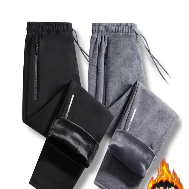 

Мужские утолщенные хлопковые джоггеры на весну, осень и зиму — свободные зауженные спортивные штаны большого размера