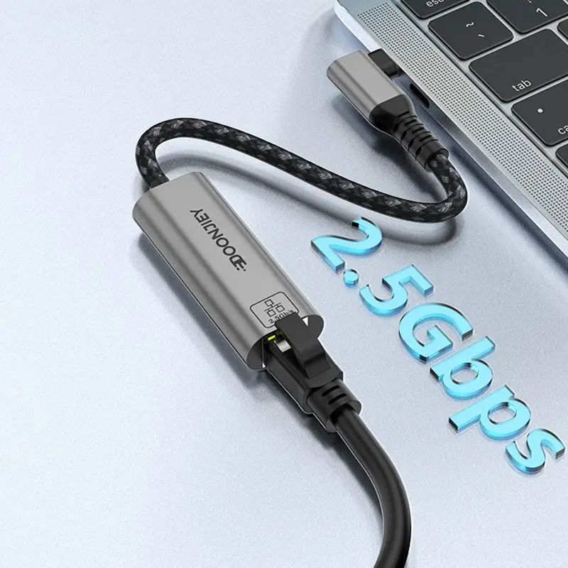 90 ° Bend TYPE-C to 10G/1G Ethernet Port Adapter Plug and Play HUB Wired Ethernet External USB Network Card Network Conversion