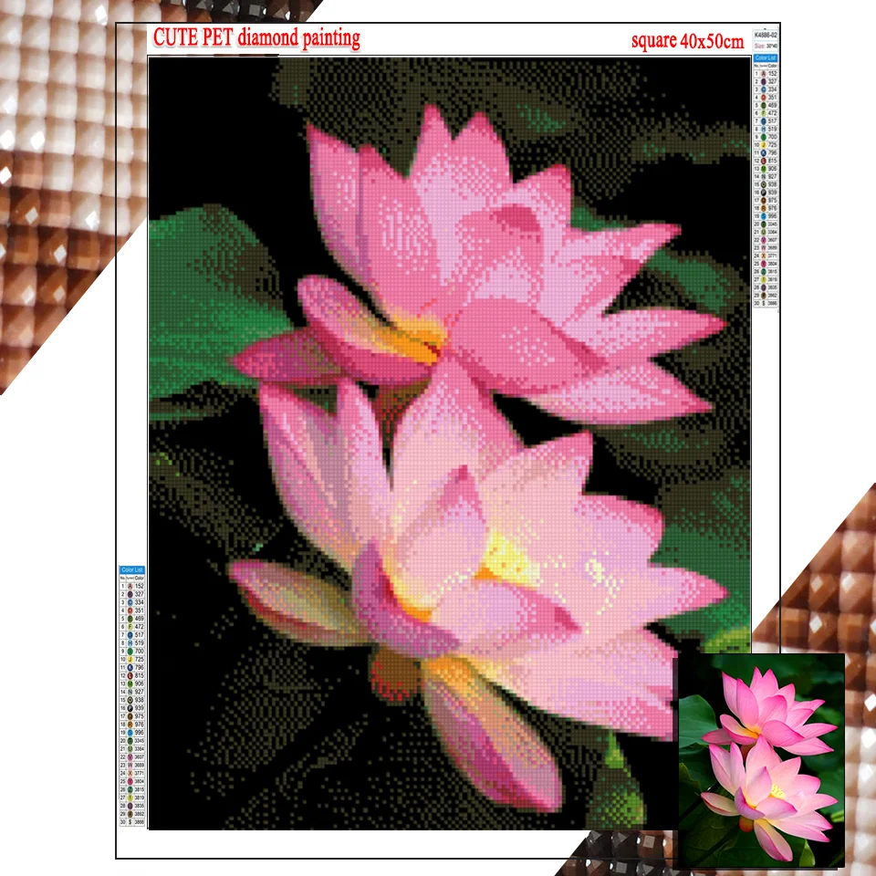 Plant flowers Lotus Diamond Painting EmbroideryTulips lilies roses Pattern Rhinestones Decor Needlework DIY Mosaic Cross Stitch