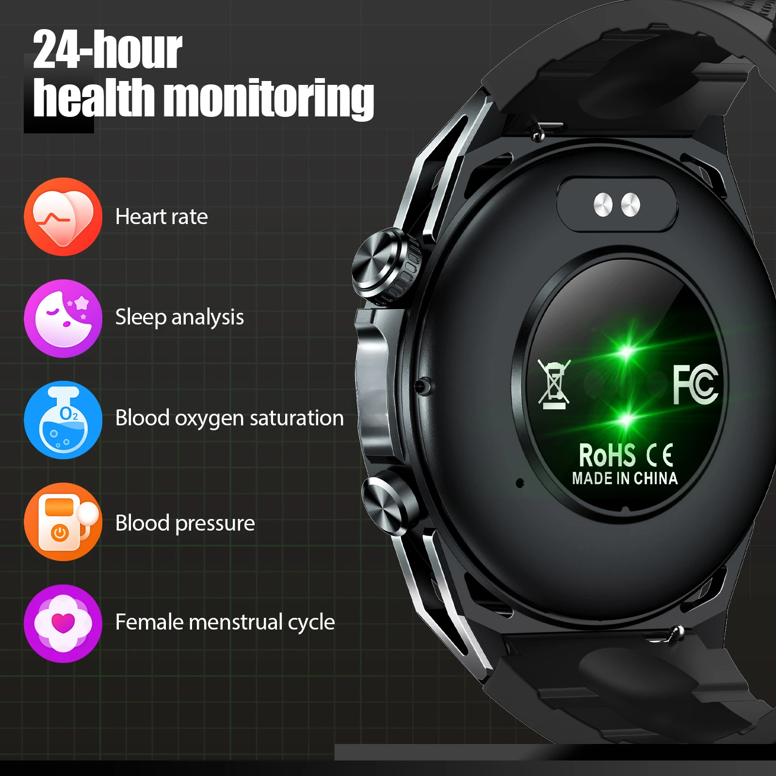 Bluetooth Call Health Monitor IP68 Waterproof Smart Watch 1.43