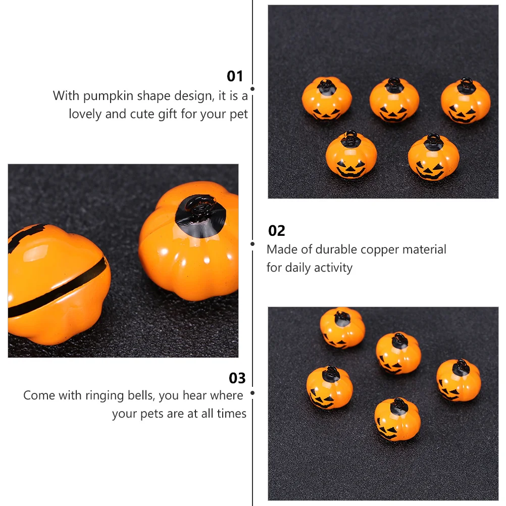 

12Pcs Pumpkin Bell Pet Necklace Durable Copper Mini Bell Pendant Dog Cat Collar Pendant Gift Christmas Pet Accessories