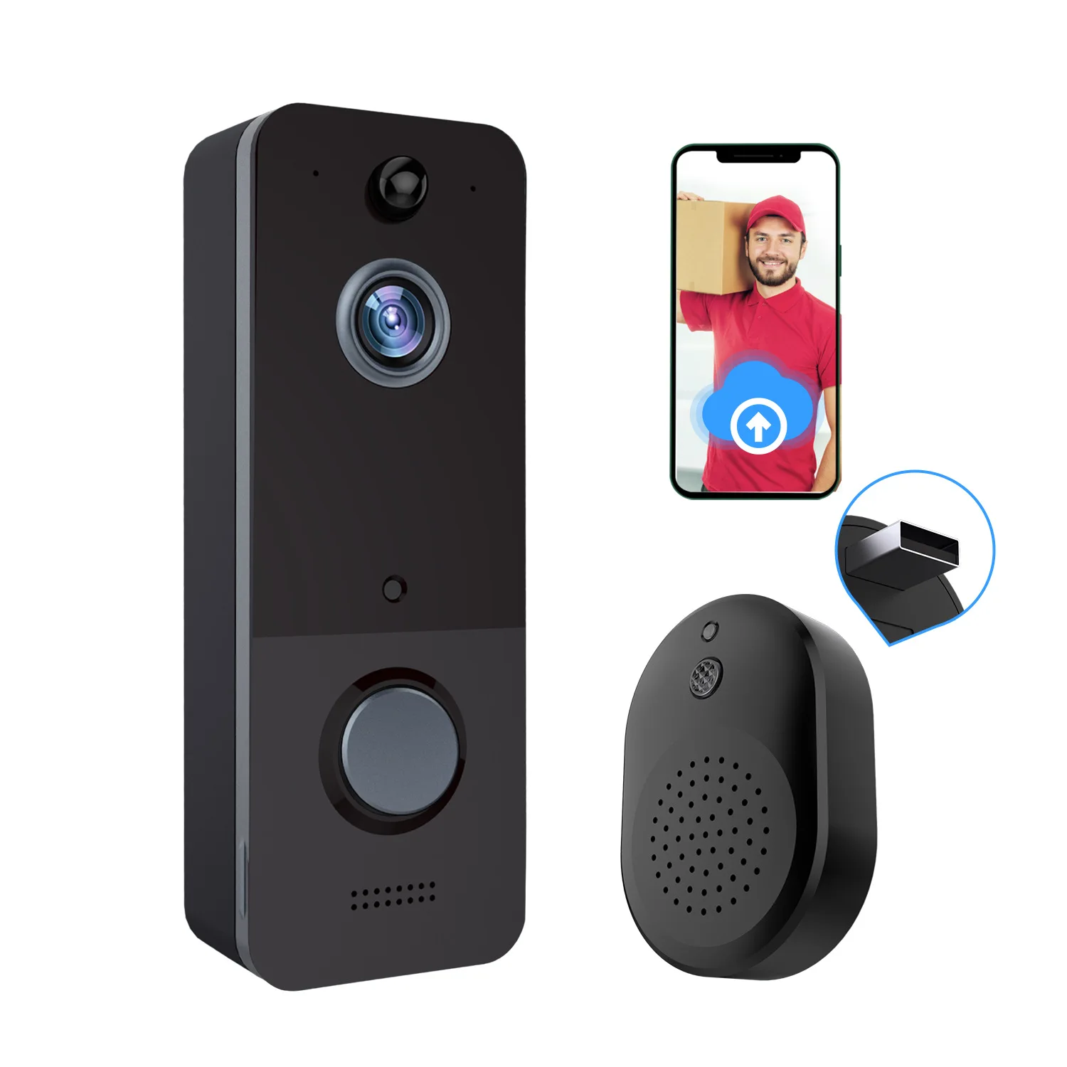 V8 Draadloze Visuele Smart Doorbelstem Intercom Home Alarm Wifi Mobiele Telefoon Afstandsbediening Kijkgaatje Deurbel