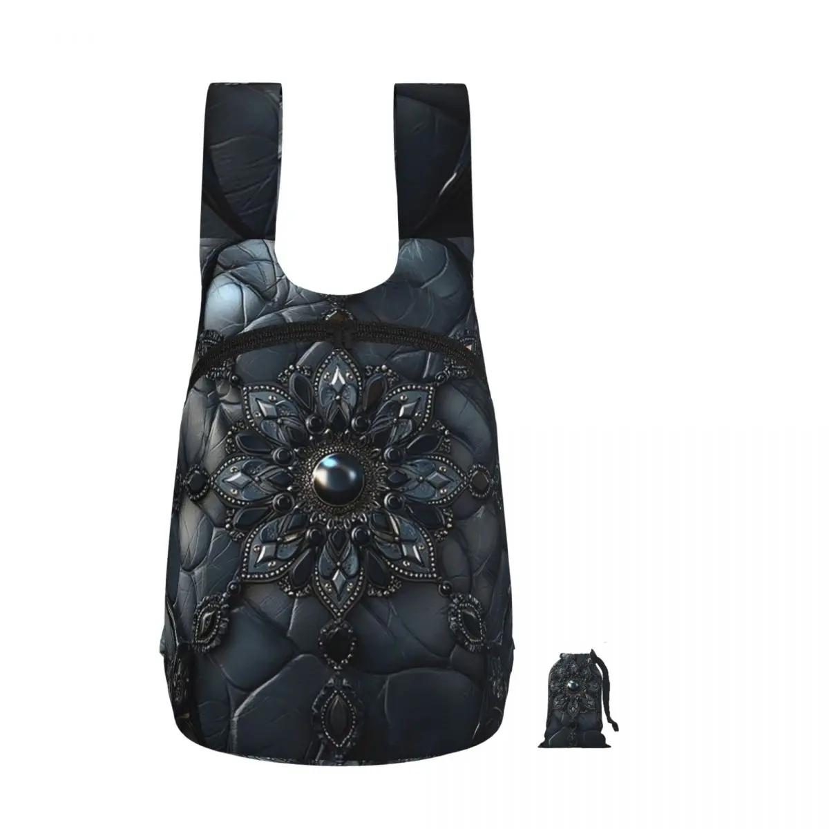Mandala In Black Leather And Stone Jewelry Backpack Student Storage BookBag Children School Bag Laptop Shoulder Bags Boys Girls