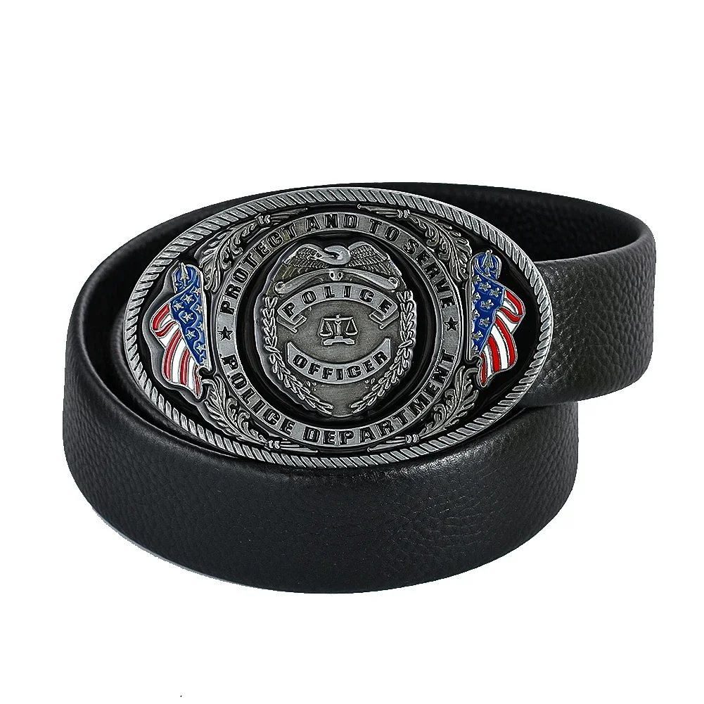 

American Flag Police Officer Alloy Belt Buckle Western Cowboy Retro Casual Waistband Buckle Punk Men's Jeans Accessories