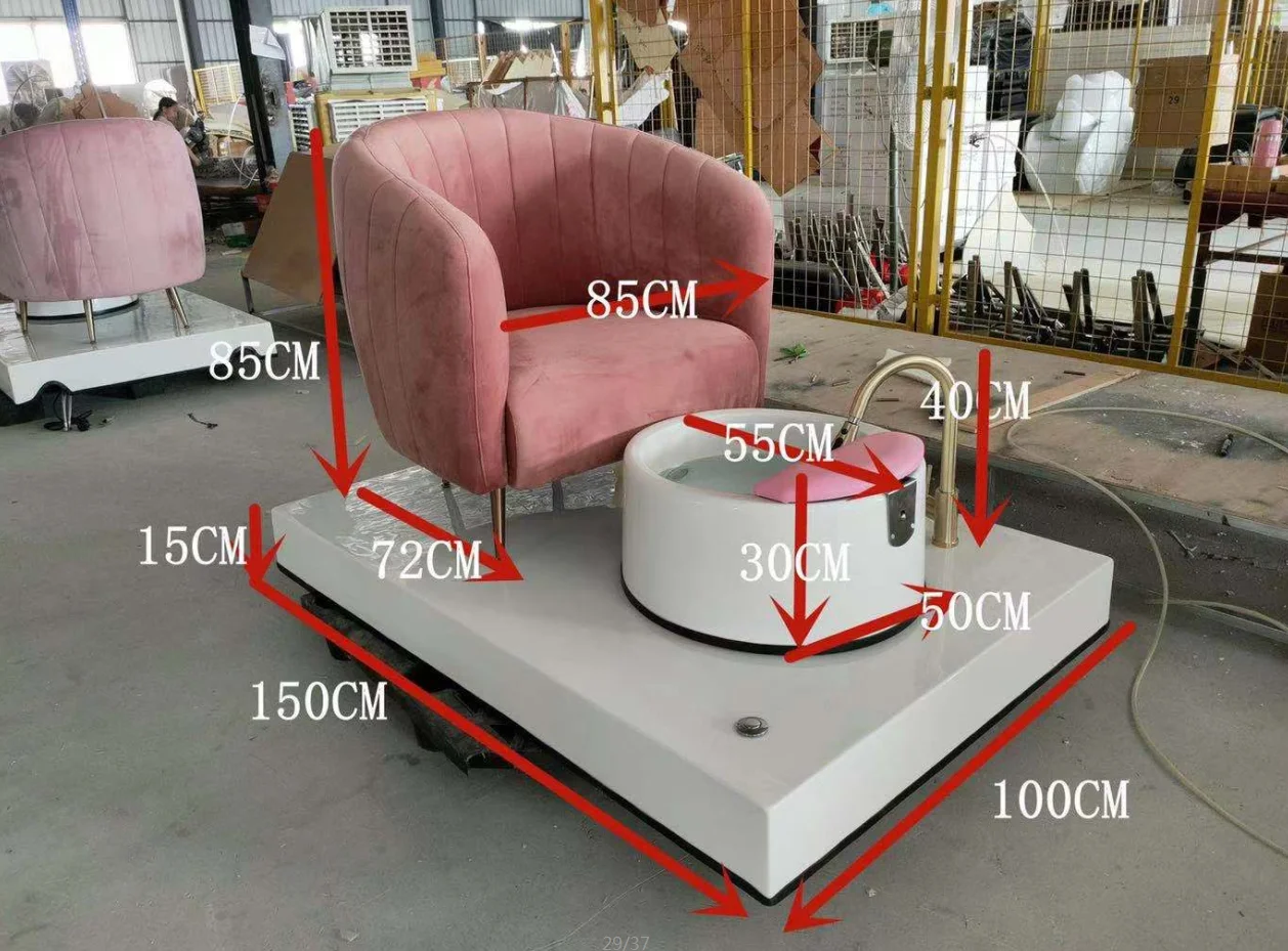 Factory Price Luxury Pink Pedicure Throne Sofa Chair Foot Spa Massage Chairs for Nail Salon