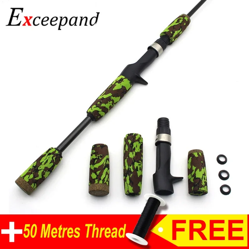 Exceepand Casting Fishing Rod Building Replacement DIY Repair Green CAMO EVA Handle Kit With 16# TCS Similar Type Reel Seat