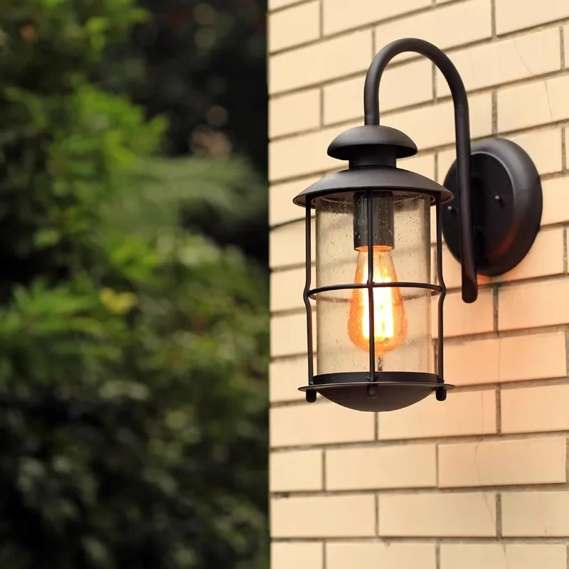 

Waterproof Glass Wall Light Industrial Outdoor American Courtyard Bar Garage Wall Lamp Balcony Corridor Droplet Shaped Wall Lamp