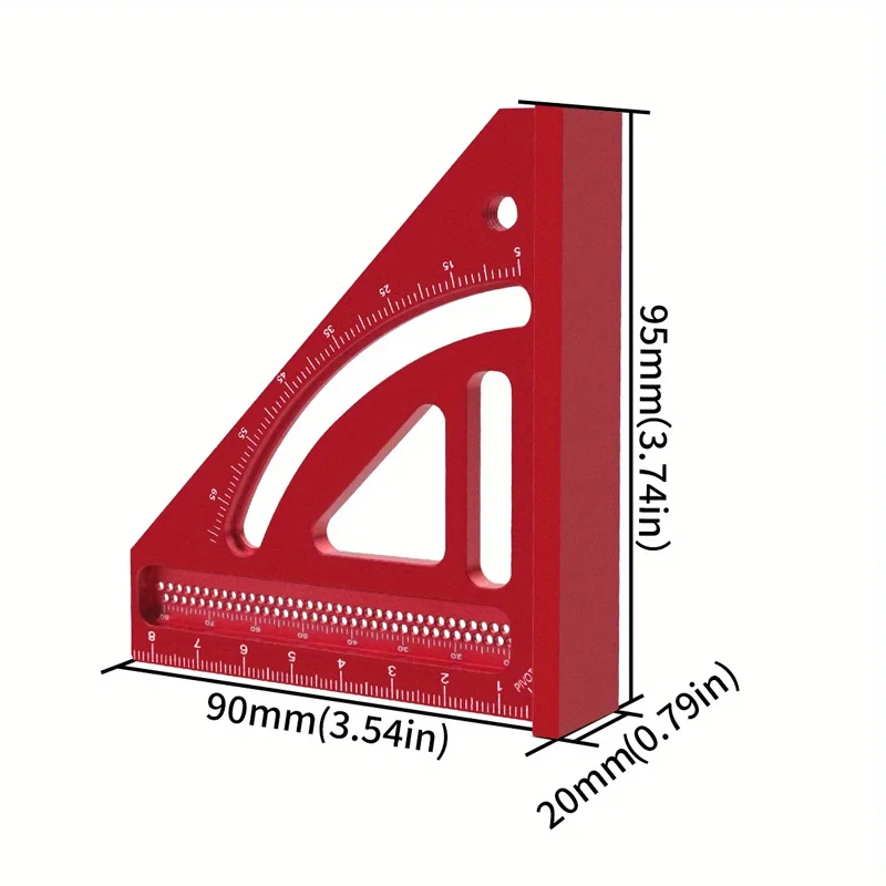 Wielokątna linijka pomiarowa Aluminiowa linijka kwadratowa do obróbki drewna Precyzyjny, dokładny mini stolarz Kwadratowa linijka trójkątna