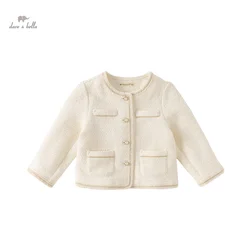 Dave Bella Children Girl's 2024 Spring New Fashion Casual Classy Noble Cardigan Knit Overcoat Princess Outdoor Party DB1248702