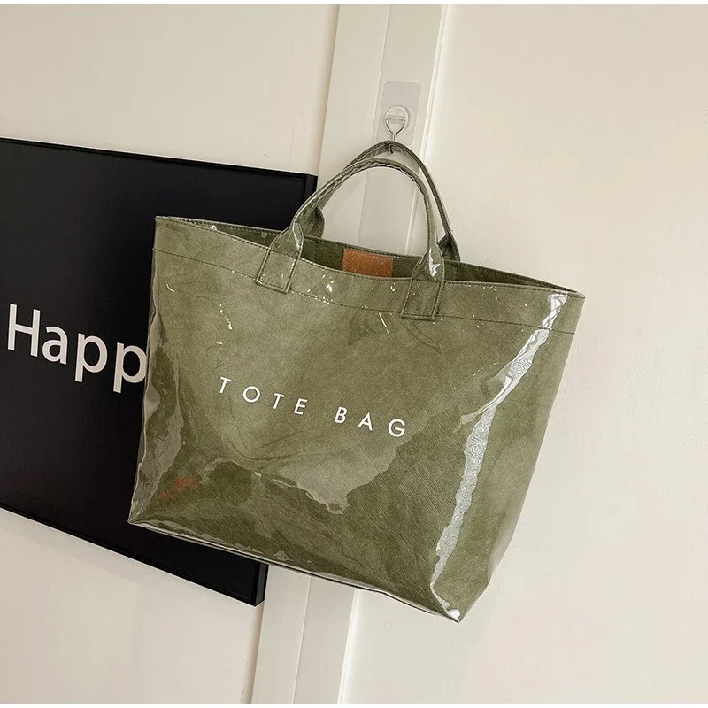 Dupont Letter Design PVC-Einkaufstasche, vielseitige bunte Handtasche, minimalistische, langlebige Einkaufstasche, große Kapazität, Reisetasche für Damen – Detail 15