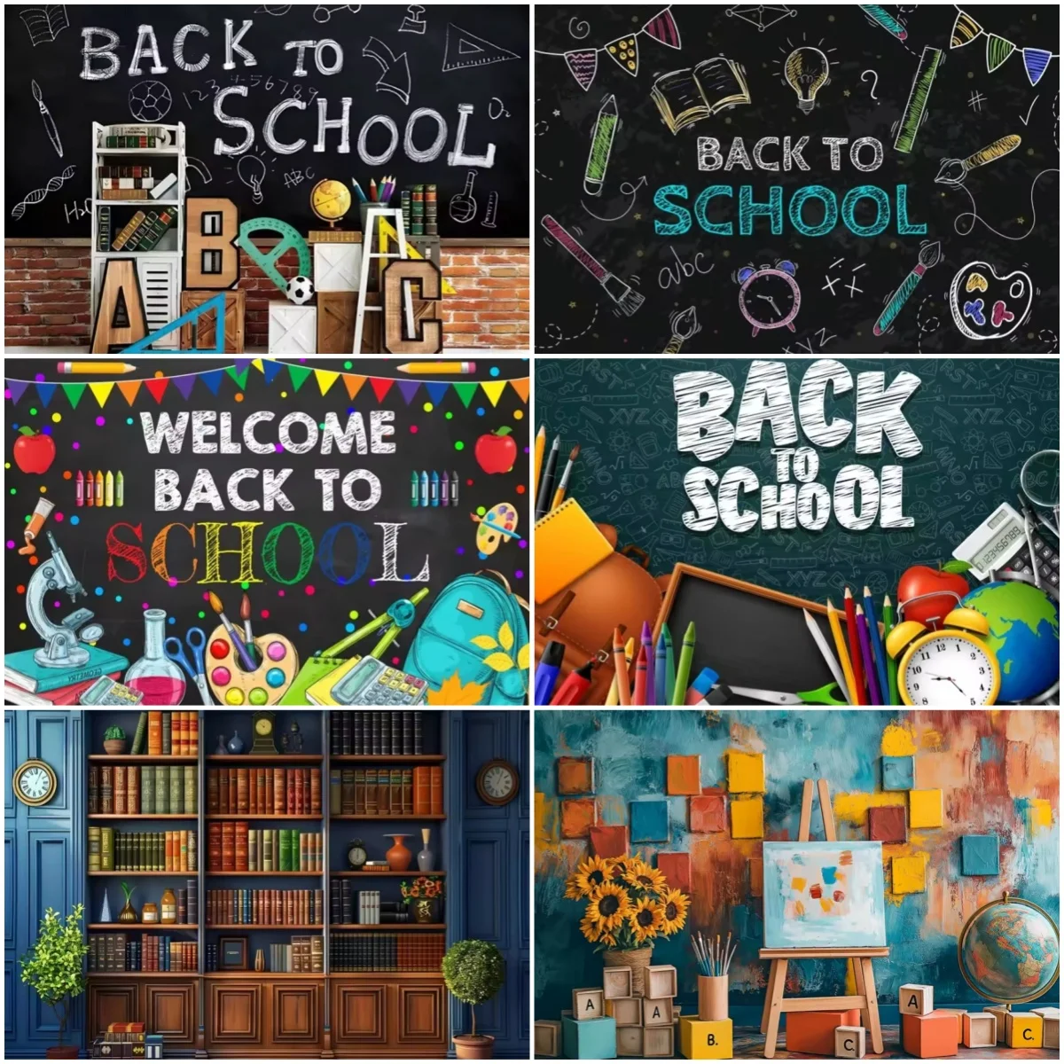 

Back to School Teacher Student Party Decoration Backdrop Chalkboard Classroom Background Children Preschool Banner Photo Studio