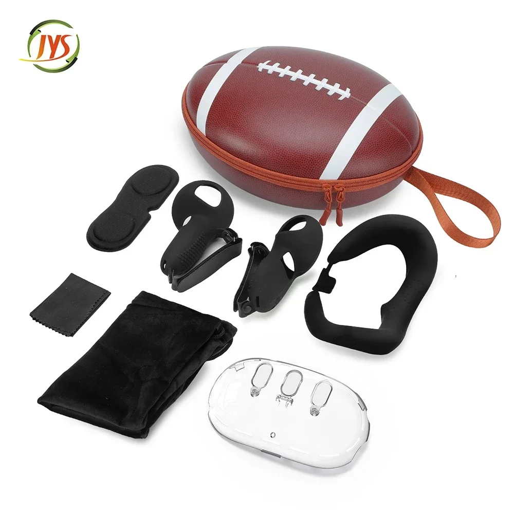 JYS-MQ016 Meta Quest3 VR Rugby Storage Headgear Transparent Protective Case Handle Rubber Cover Mask Set