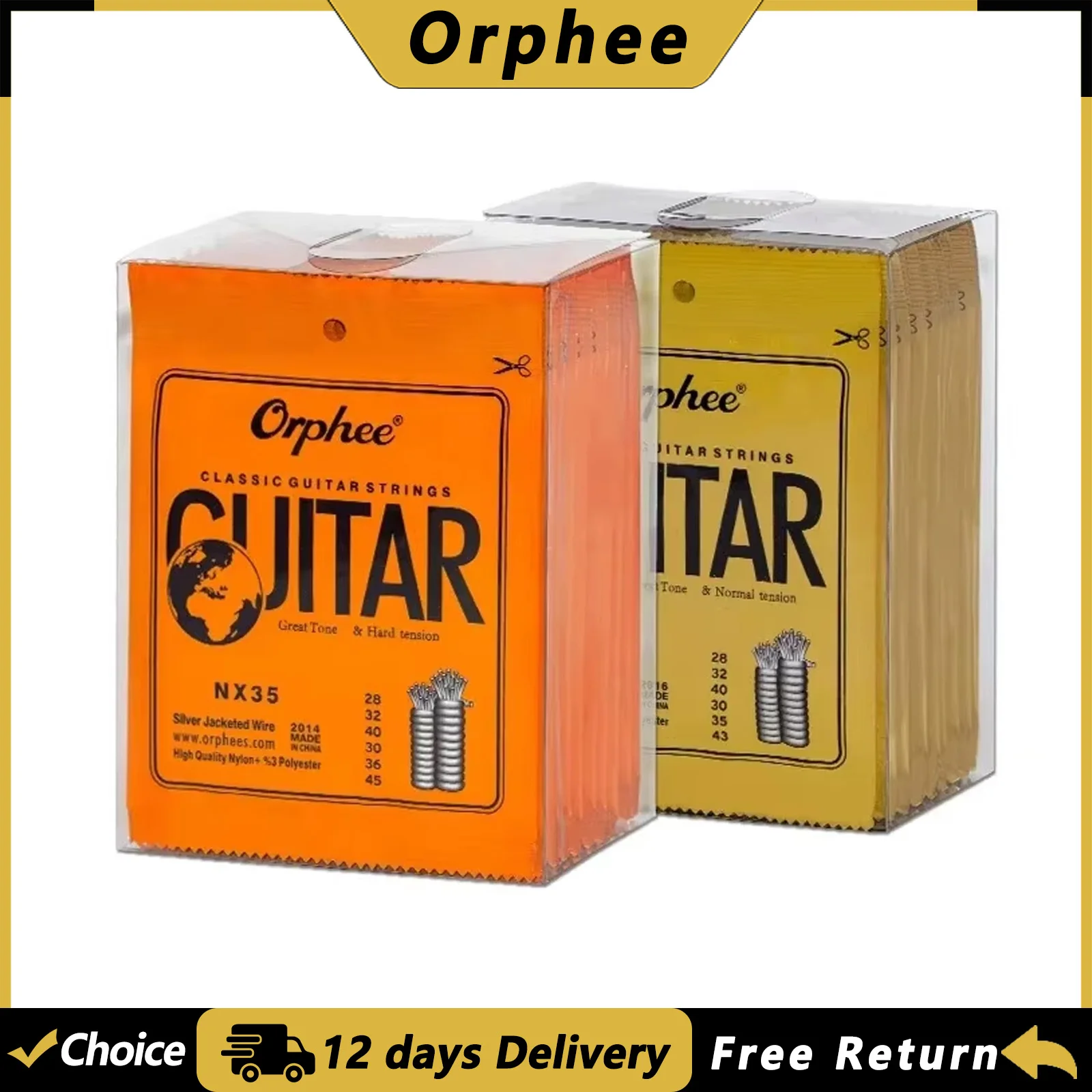 Orphee NX35/NX36 Classical Guitar Strings Set 6 Strings Silver Plated Wire Nylon+Polyester Classical Guitar Parts & Accessories