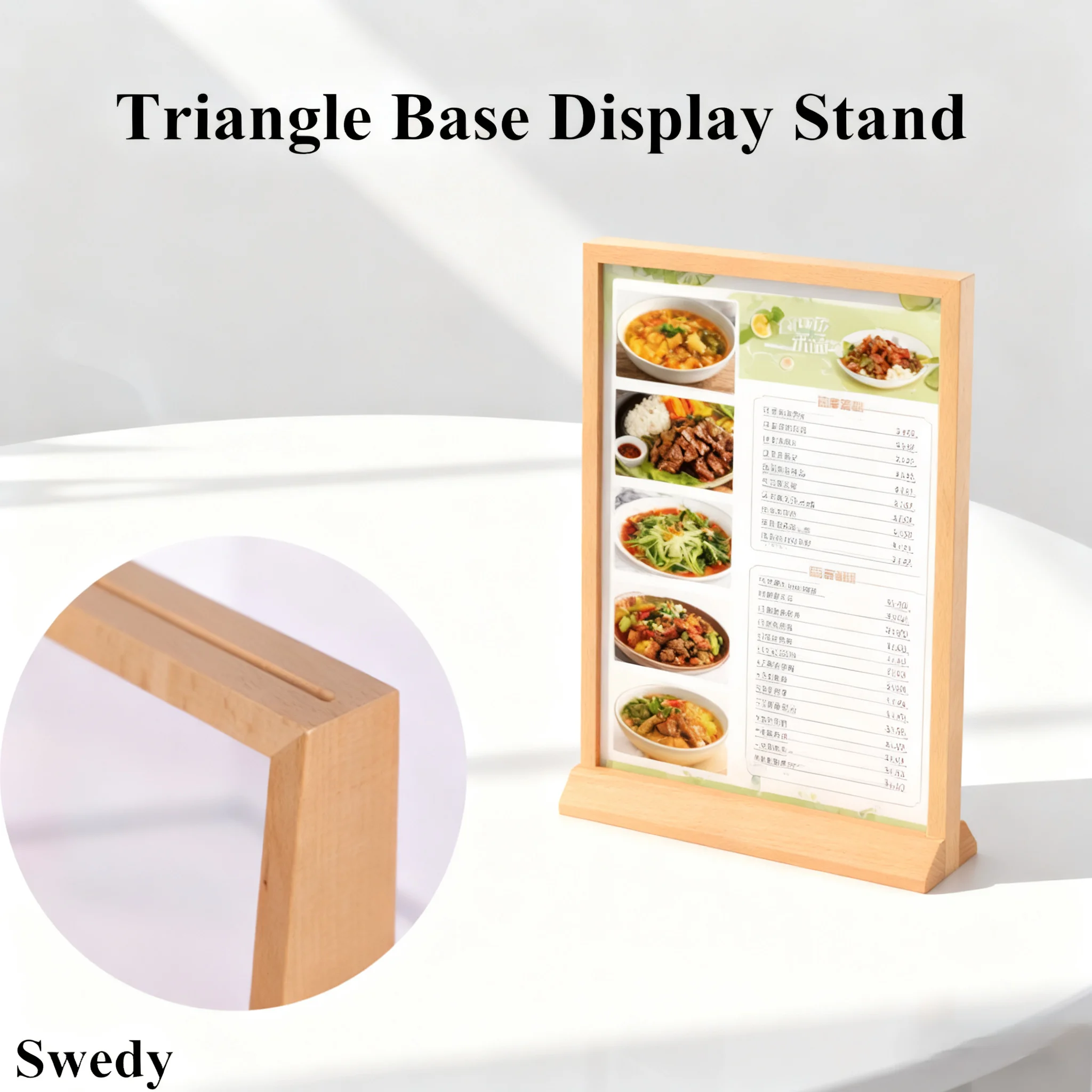 A5 148x210mm T Shape Wood Acrylic Leaflet Price List Poster Menu Holder Counter Sign Holder Display Stand Picture Photo Frame