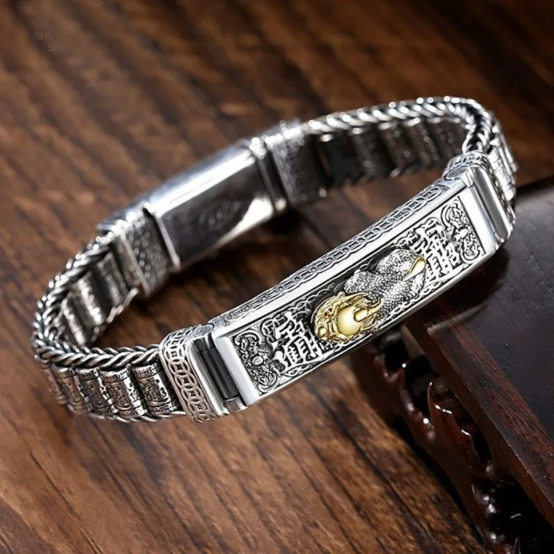 

UMQ High-Grade Money Drawing Pi Xiu Bracelet Handmade Weave Vintage Personality as Right as Rain Tibetan Silver Bracelet