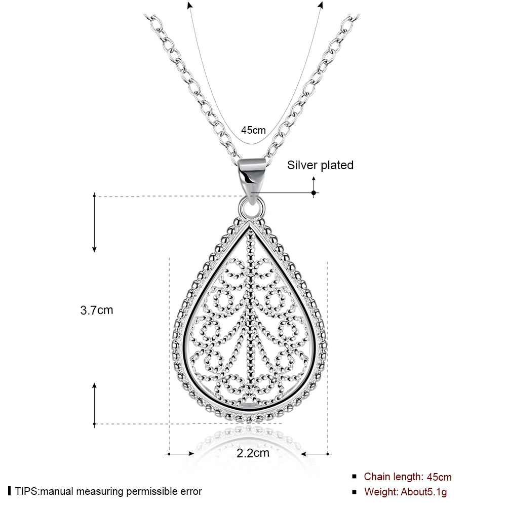 Korean Version Tassel Water Droplet Pattern Ethnic Style Jewelry 925 Pure Silver Pendant Necklace Women's Holiday Party Jewelry