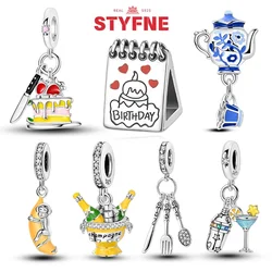 Echt Zilver S925 Verjaardagstaart Liefde Charms Chocolade Banaan Kralen Fit Originele Armbanden DIY voor Vrouwen Fijne Sieraden Gift