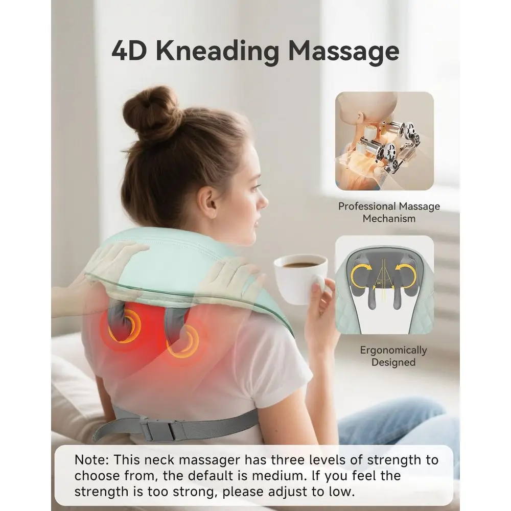 مدلك شياتسو للرقبة والكتف 4D معزز للحرارة لتخفيف الأنسجة العميقة، هدية مثالية للآباء
