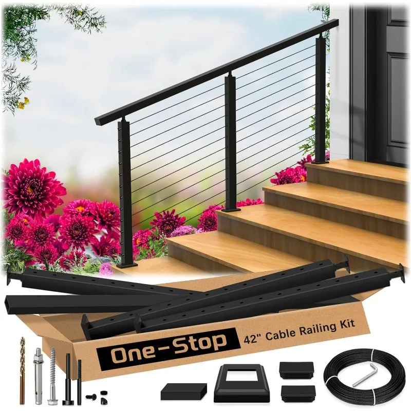 home.4ft-8ft Complete Set Cable Railing System, 42