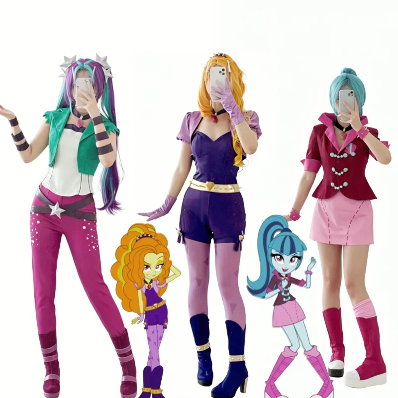 

Cartoon Character Aria Blaze Sonata Dusk Adagio Dazzle Cosplay Costume Dazzlings Cos Suit Team Unifrom for Stage Perfromance