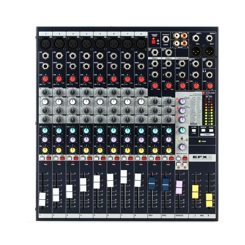 8-12-16 ช่อง Sound Board คอนโซลโต๊ะระบบ 48V Phantom Power คอนโซลผสมเสียง DJ Studio FX 32 บิตโปรเซสเซอร์ DSP ผสม