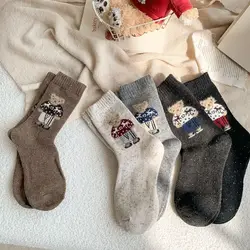 Cute Cartoon Bear Women's Socks Kawaii Harajuku Breathable Autumn Winter Fashion Bear Socks Women Business Christmas Gifts