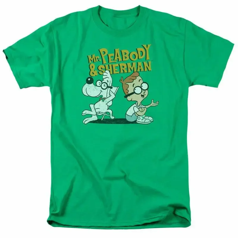 Camiseta Mr Peabody Sherman Deep Conversation para hombre con licencia oficial de dibujos animados, color verde