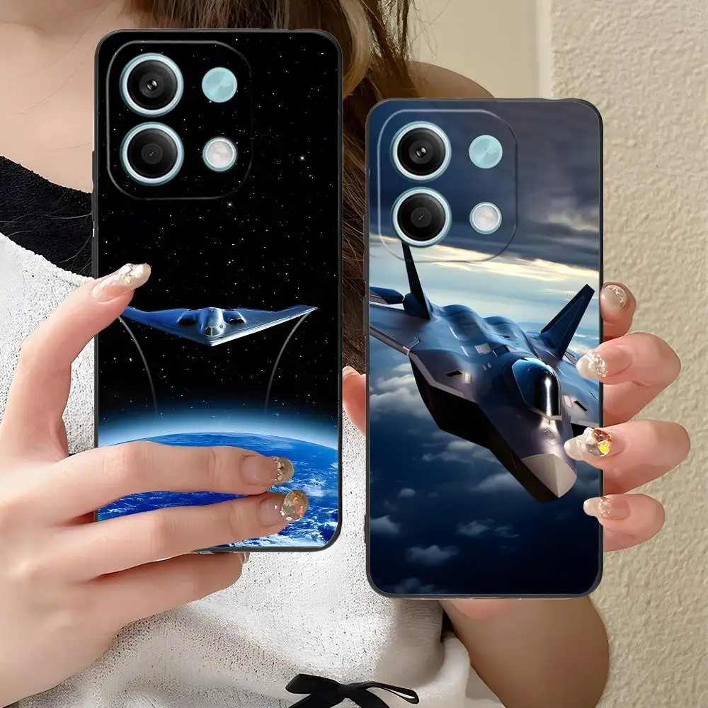 حافظة هاتف محمول على شكل طائرة AirForce لهاتف Xiaomi Redmi Note 14 13 12 11 S Pro Plus 4G 5G غطاء طباعة ملون فاخر جميل #3