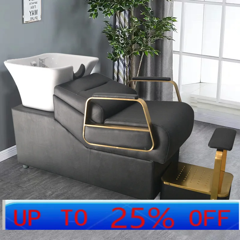 Lmm shampoo bed barber shop semi-reclining hair salon special ceramic deep basin flushing bed