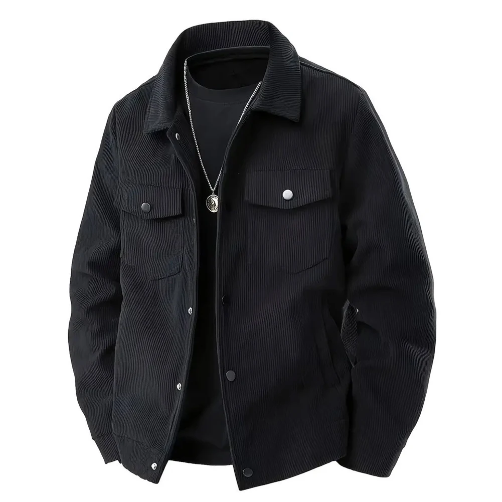 Men's Corduroy Shirt Jacket Long Sleeve Casual Outerwear Solid Color for Daily Work Wear in Black Beige Green Brown