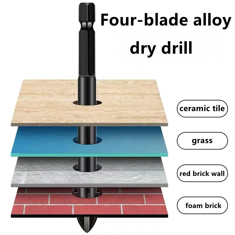 5/6Pcs Set Cross Hex Tile Drill Bits Set for Glass Ceramic Concrete Carbide Hole Opener Brick Hard Alloy Triangle Bit Tool Kit