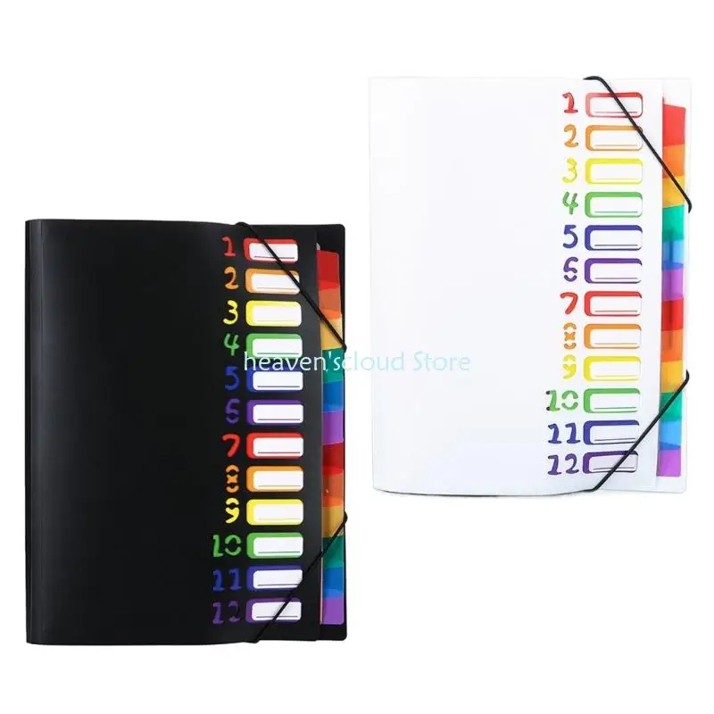 

Y88B 2pcs/set Expanding File Folder 12-pocket Organ Documents Organiser Case for School Office Supplies