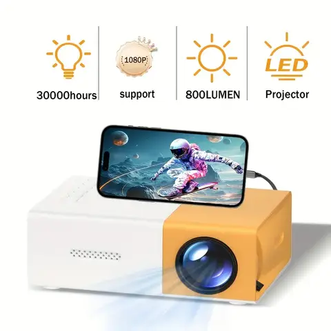 미니 프로젝터 LED 램프 수명 30000 시간, 지지대 HD, 안드로이드, IOS, 윈도우, HDTV, USB와 호환, 72 인치 스크린