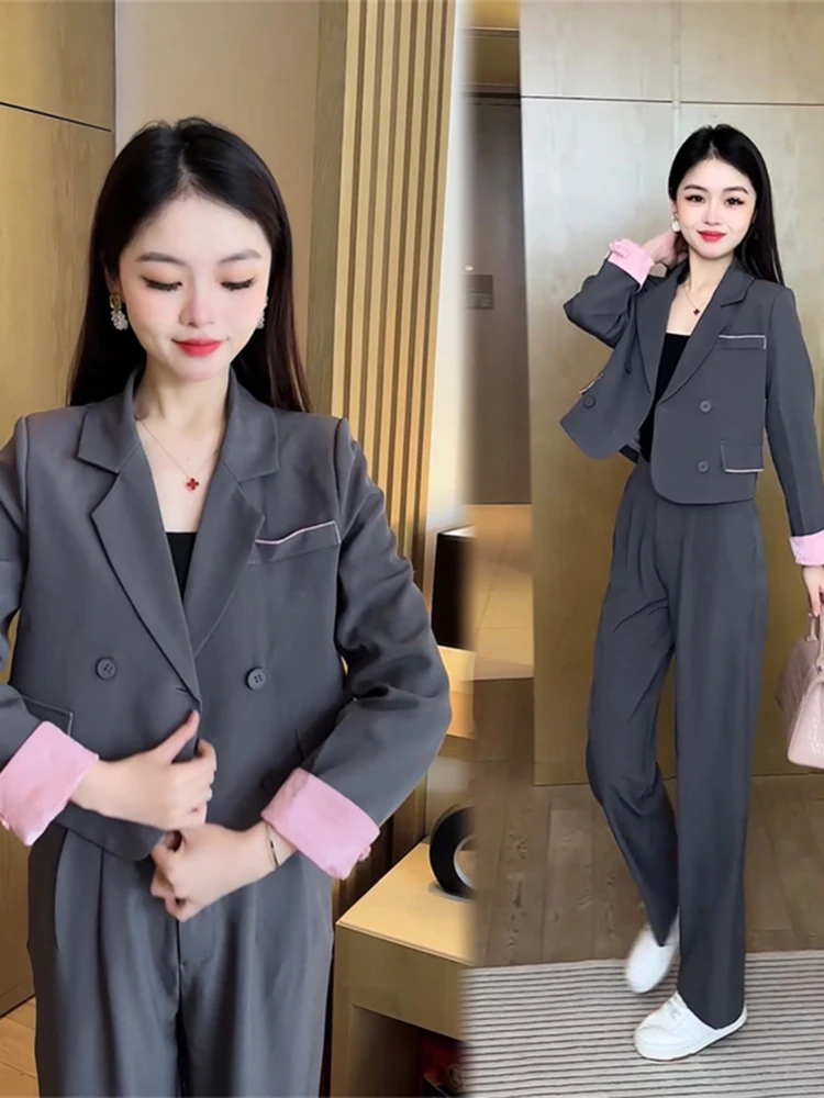 

Женский осенний новый костюм-двойка в китайском стиле: вышитые универсальные брюки и жакет для повседневной носки и делового стиля