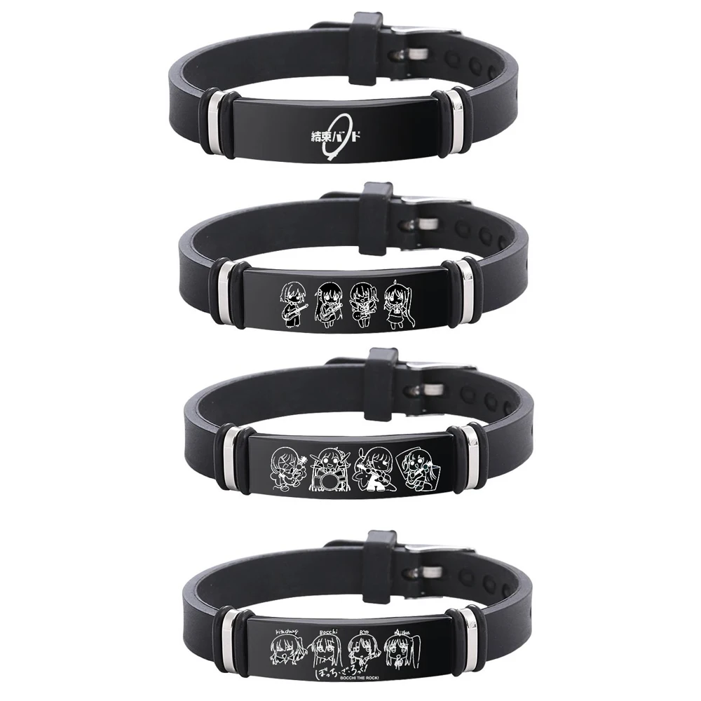 Anime BOCCHI THE ROCK! Gotou Bracelets Stainless Steel Bracelet for Women Men Silicone Adjustable Wristband Jewellery for Men