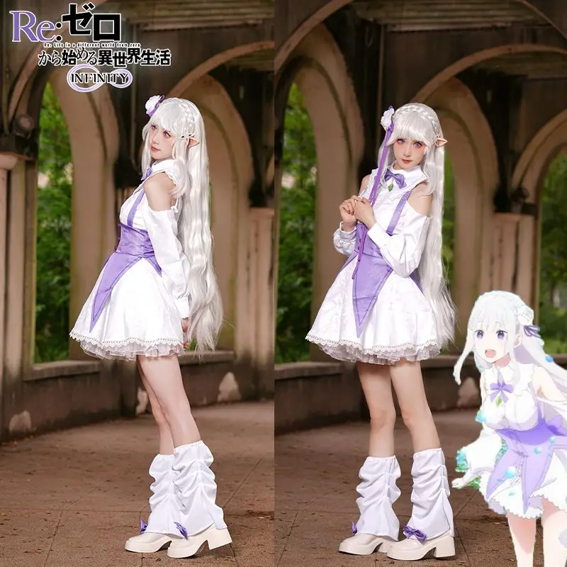 

Japan Re:Zero Starting Life In Another World Cos Costume Emilia Date Wear Purple Lace Dress