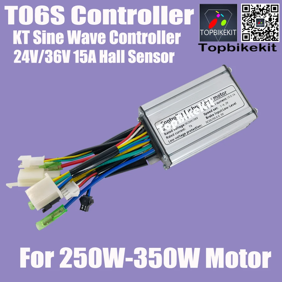 eBike 250W Controller KT Controller T06S 15A 24V / 36V /48V 250W KT Sine Wave Controller For Bafang /AKM Hub Motor