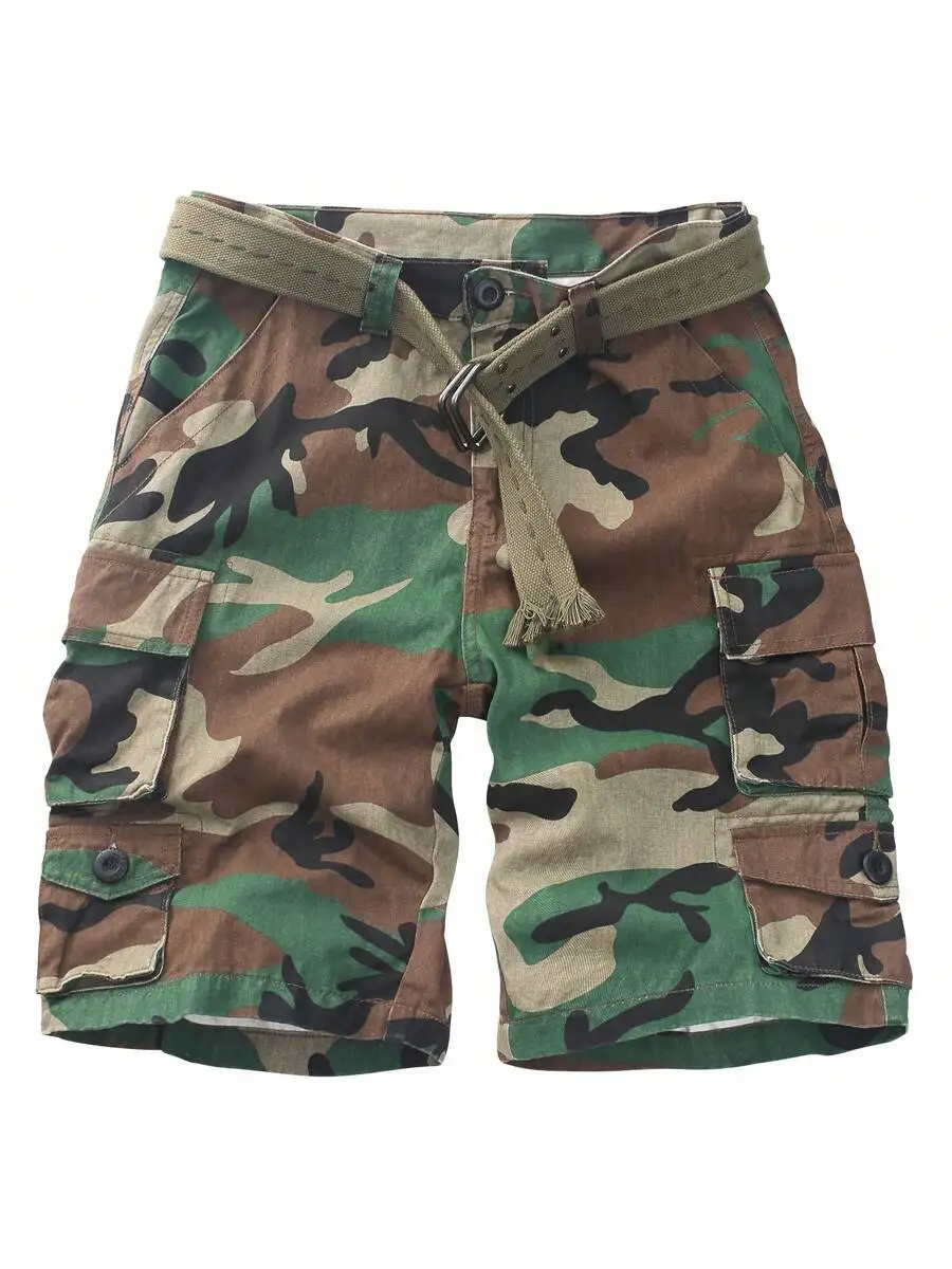 Men's Cargo Shorts With 9-Pockets, Comfort Camo Cotton Durability Shorts,Casual Cargo Style Work Shorts