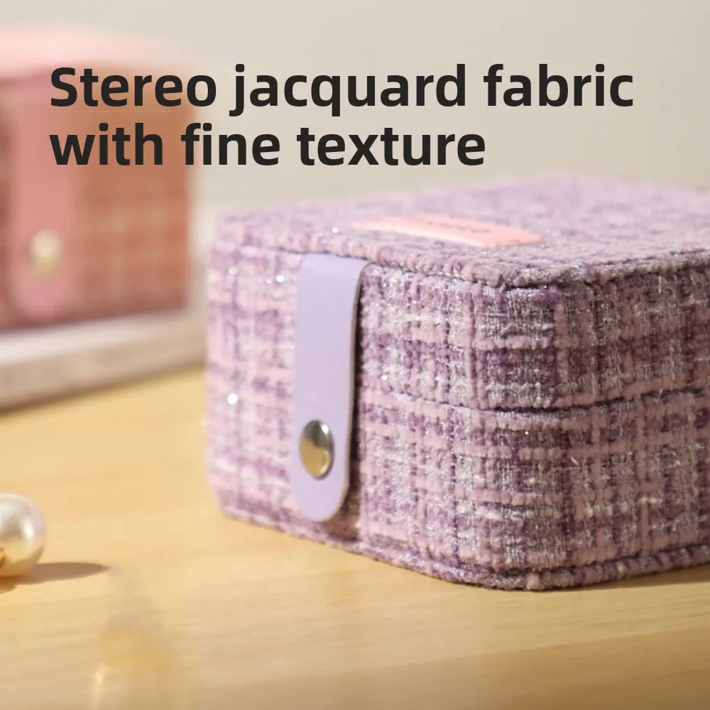 

PU Leather Jewelry Packing Bag Jacquard Fabrics Bracelet Earrings Storage Case Organizer Large Capacity Jewelry Display Box