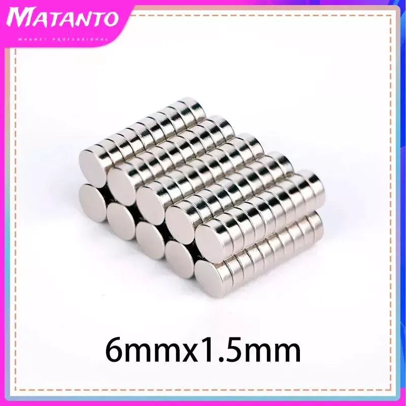 

50/100/200/500/1000/2000PCS 6x1.5 Disc Strong Permanent Neodymium Magnets 6x1.5mm Thin Small Round Search Magnet