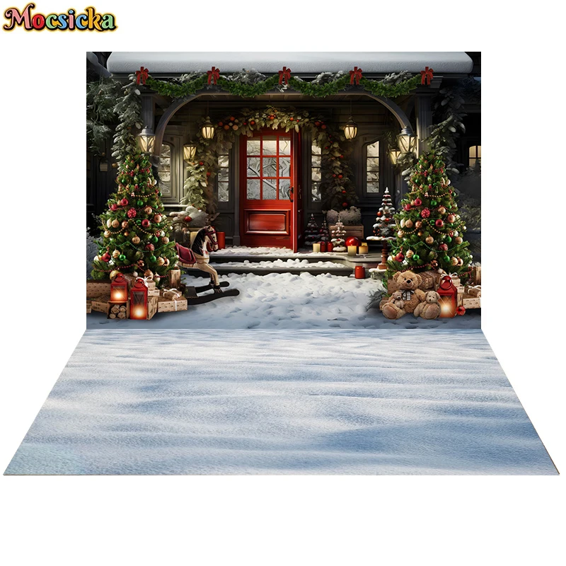 Mocsicka Christmas Backdrop Photography Car Candy House Xmas Tree Baby Shower Photo Background Shooting Props Decorations Studio