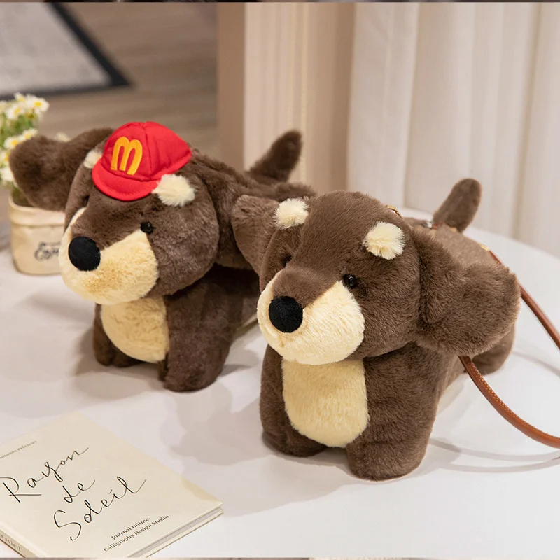 Kawaii Sausage Dog Plush Toy Cartoon Animal Dachshund Plush Bag Cute Badger Dog Soft Doll Kids Girl Boy Gift