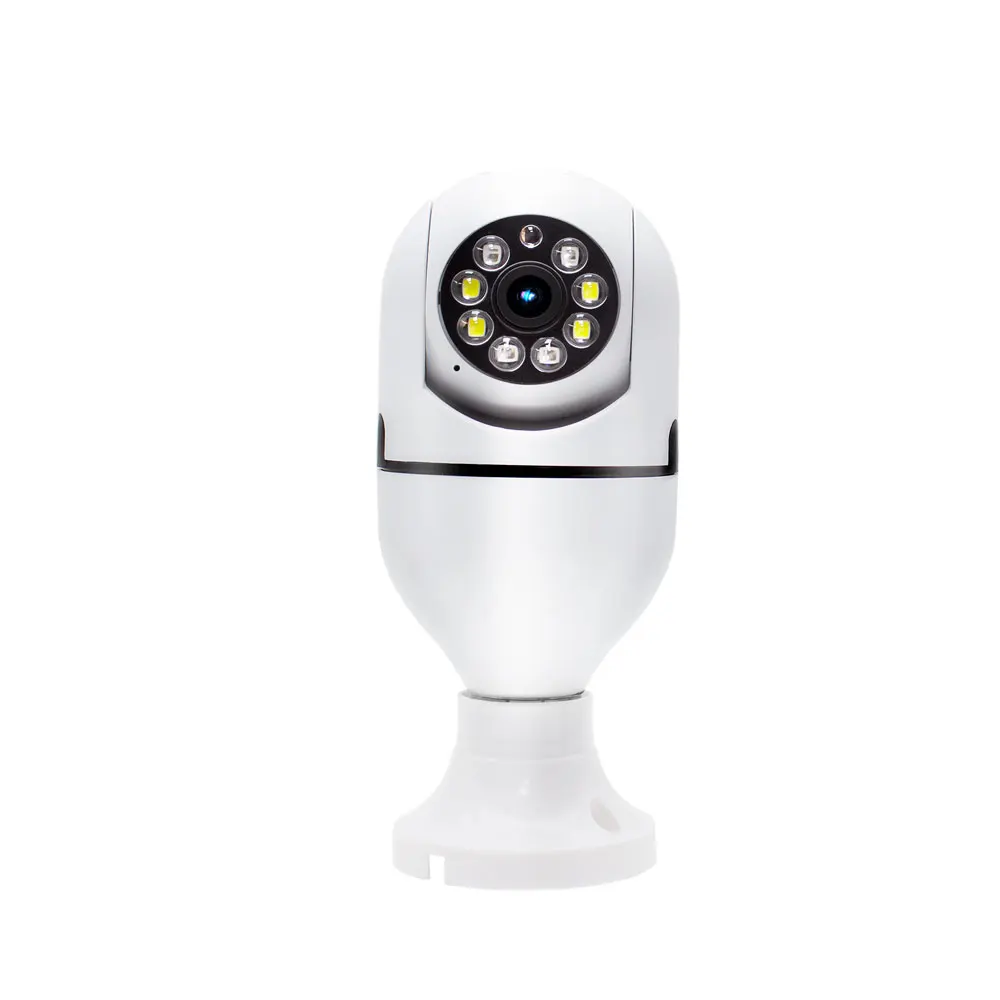 WGWK E27 Bulb WIFI Camera 2MP HD Wireless Light Bulb Security Camera AI Human Tracking Color Night Vision Monitor V380, TF Card