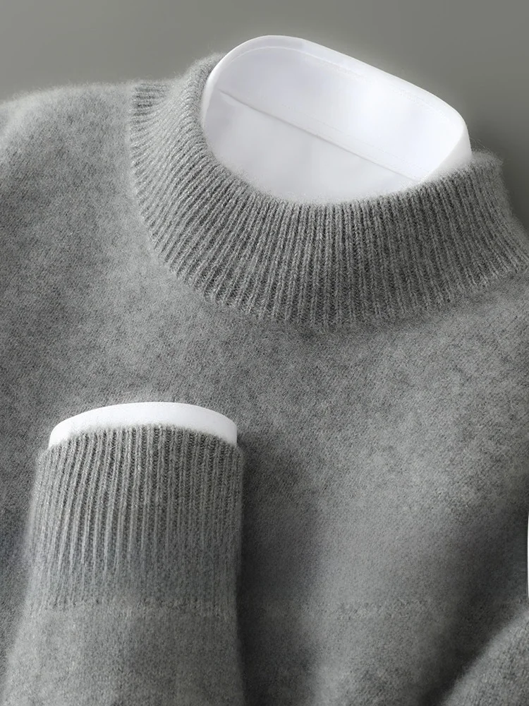 

Thiened двойной вязки 00% чистая шерсть свитер мужской с высоким воротником осень-зима свободная трикотажная основа irt Busin повседневный Sle