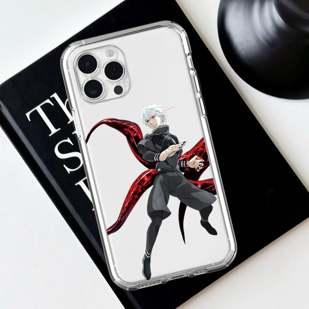 Cartoon T-Tokyo G-Ghoul For iPhone 16 15 13 14 12 11 Pro Plus MAX XS iPhone13 14 Mini Transparent Phone Case